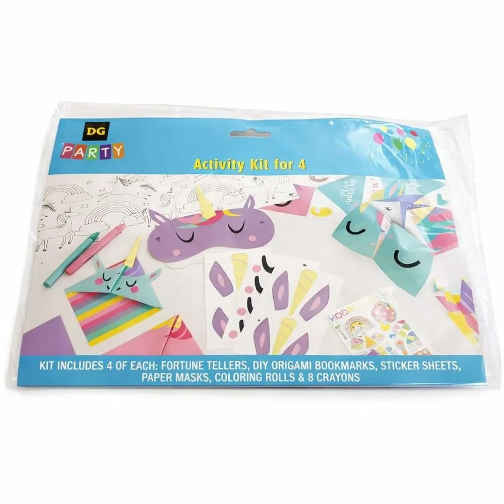 Kids Unicorn Craft Activity Kit 4 Count Masks Origami Bookmarks Stickers Crayon